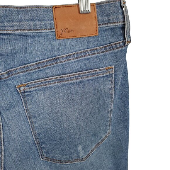 J Crew Size 31 Jeans Toothpick Distressed Mid Rise Skinny Stretch Denim Raw Hem - Picture 13 of 14